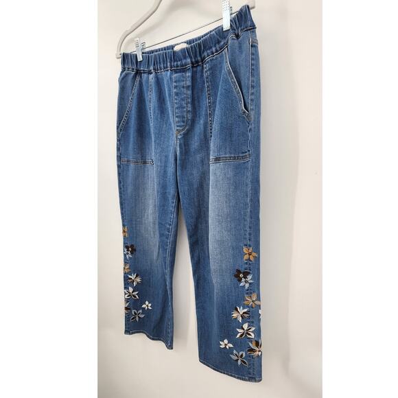 Driftwood Jeans Ruby Pull-On Relaxed Jean Size XL Embroidered Floral - Picture 11 of 16